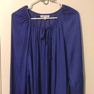 Blue soft satin blouse!  Comfy fit it flows